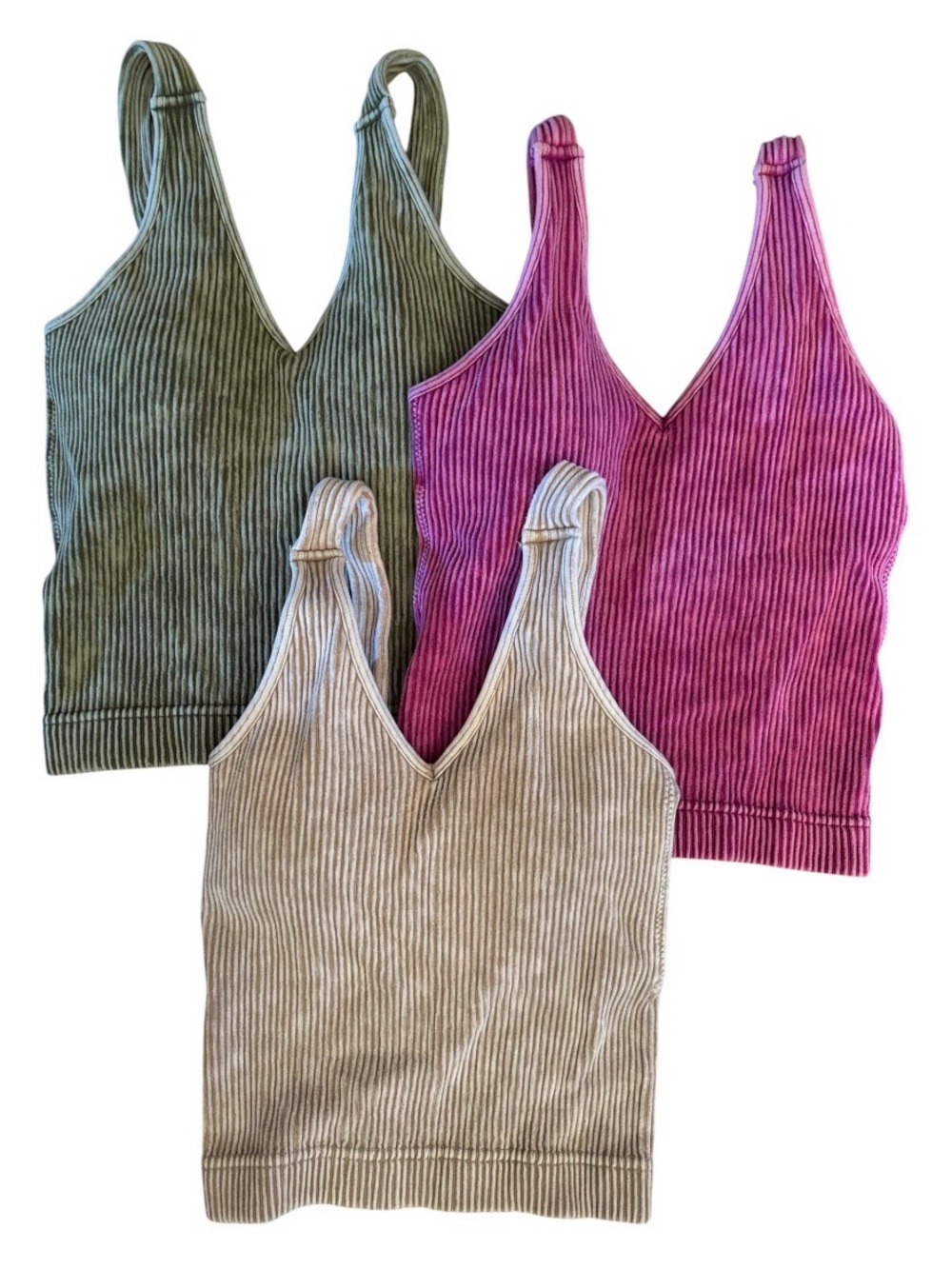 Zenana Bundle | 3 Supportive Tank Tops | Ribbed Padded Everyday Fitted Shirt S/M